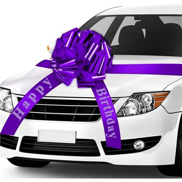Happy Birthday Car Bow Big Car Ribbon Bow  (Purple,20 Inches) - Picture 1 of 7
